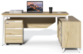 Kancelársky stôl s kontajnerom a komodou Houseland Profit Home 01 dub/biela