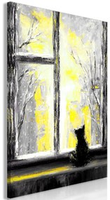 Artgeist Obraz - Longing Kitty (1 Part) Vertical Yellow Veľkosť: 20x30, Verzia: Premium Print