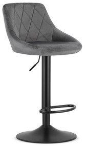 PreHouse Barová stolička KAST - sivý zamat / čierna podnož