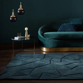 Zelenomodrý ručne tkaný vlnený koberec 160x230 cm Shard Teal – Flair Rugs