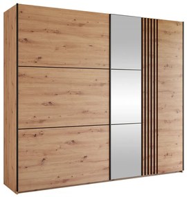 Šatníková skriňa so zrkadlom Tojwi 250, Farby: biela / biela + dub wotan
