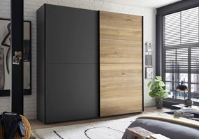 Šatníková skriňa Melton, 215 cm, grafit/dub mauvella