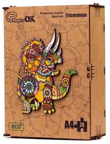 007052 3D drevené puzzle handmade - Triceratops A4