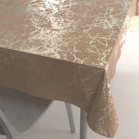 Biante Veľký zamatový obdĺžnikový obrus Isabela IBL-016 Zlatý mramor na púdrovo béžovom 260x320 cm