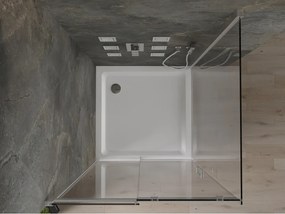 Mexen Omega, sprchovací kút s posuvnými dverami 100 (dvere) x 100 (stena) cm, 8mm číre sklo, chrómový profil + slim sprchová vanička 5cm, 825-100-100-01-00-4010