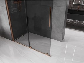 Mexen Velar, sprchová zástena s posuvnými dverami Walk-in 150 x 200 cm, 8mm šedé sklo, medená matná, 871-150-000-43-65