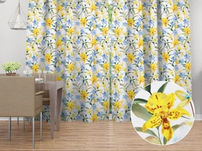 Biante Dekoračný záves TF-081 Žlto-modré ľalie na bielom 140x210 cm