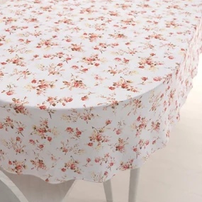 Biante Bavlnený oválny obrus Sandra SA-304 Oranžovo žlté ružičky na bielom 140x220 cm