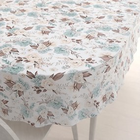 Biante Bavlnený oválny obrus Sandra SA-451 Žlto-hnedo-mintové ruže na bielom 60x100 cm
