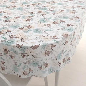 Biante Bavlnený oválny obrus Sandra SA-451 Žlto-hnedo-mintové ruže na bielom 60x100 cm