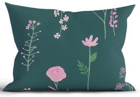 Bavlnená obliečka na vankúš Renforcé 50 × 70 cm - Vlčie maky tmavo zelené