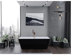 Mexen Lita, voľne stojaca vaňa 170 x 75 cm, biela-čierna, medený prepad, 52121707575-65