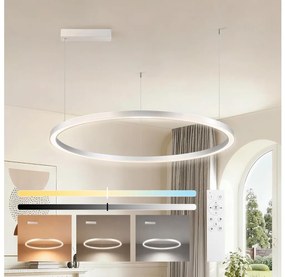 Brilagi-LED Stmievateľný luster na lankách PORTOFINO LED/60W/230V pr. 80 cm strieborný + diaľkové ovládanie