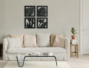 drevko 4-dielny drevený obraz Listy Rozmer obrazu: 44,5 x 45,5 cm, Farba dekorácie: Čierna