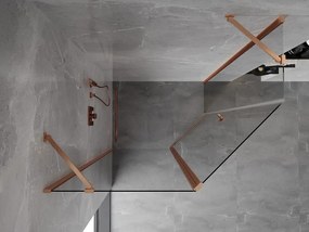 Mexen Mist, päťuholníkový sprchový kút výklopný 100 x 80 cm, číre sklo, medený matný profil, 8A8-100-080-65-00