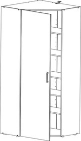 Rohová skriňa Multiraum, 80 cm, dub sonoma