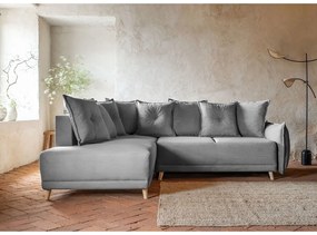 Sivá menčestrová rozkladacia rohová pohovka (ľavý roh) Lazy Lukka – Miuform