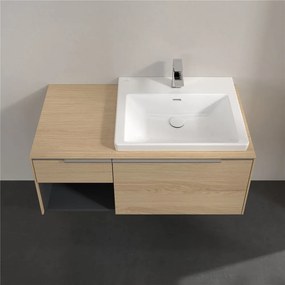 VILLEROY &amp; BOCH Subway 3.0 závesná skrinka pod umývadlo (umývadlo vpravo), 2 zásuvky + regálový prvok, s LED osvetlením, 1001 x 516 x 422,5 mm, Nordic Oak, C571L0VJ