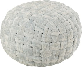 Svetlo modrý okrúhly prepletaný puf Crocheted - Ø 48 * 35 cm