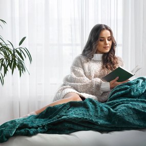 EUROFIRANY FLANELOVÁ DEKA ZOE1 150X200 CM TMAVOTYRKYSOVÁ