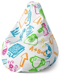 Sablio Sedací vak Pear Farebná škola - 70 x 95 x 15 cm