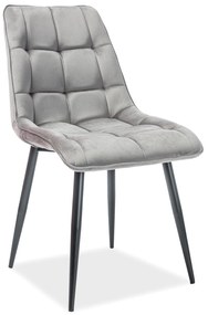 Stolička POSH sivá (látka Bluvel 14) - moderná, čalúnená, zamatová, do obývačky, jedálne