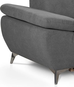 Rohová sedacia súprava Gisele, stredne šedá látka, pravý roh