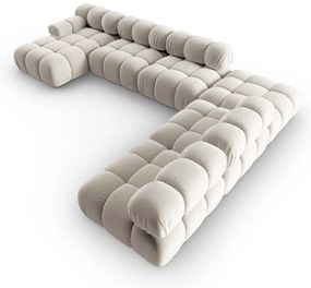 Béžová zamatová modulárna rohová pohovka (pravý roh/do tvaru "U") Bellis – Micadoni