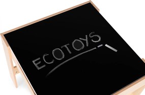 Detský set nábytku ECOTOYS – stôl s kriedovou tabuľou + 2 stoličky a úložný priestor