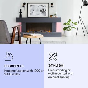 Klarstein Studio Light & Fire 1 Smart, krb, 1000/2000 W, MDF, WiFi Control