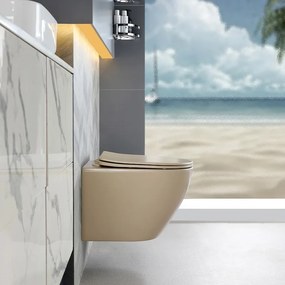 BPS-koupelny Závesná WC misa so SoftClose sedadlom HYD-6978, cappuccino