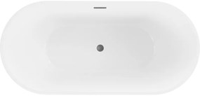 Mexen Luna, voľne stojaca vaňa 170 x 80 cm, biela-čierna, grafitový prepad, 52031708075-66