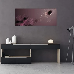 Obraz kvetu s motýľom (120x50 cm)