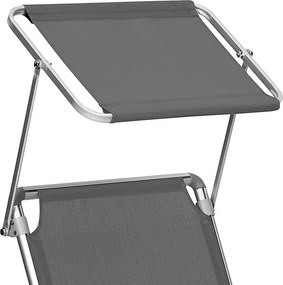 Záhradné lehátko MALIBU s nastaviteľnou clonou, 193x55x31cm, šedá SongmicsHome