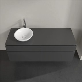 VILLEROY &amp; BOCH Legato závesná skrinka pod umývadlo na dosku (umývadlo vľavo), 4 zásuvky, 1400 x 500 x 550 mm, Glossy Grey, B58800FP