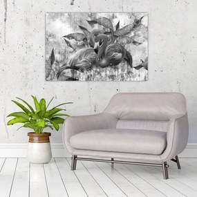 Obraz - Plameniaky graffiti (90x60 cm)
