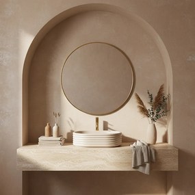 Umývadlo na dosku z kompozitného kameňa REA NICOLETTA BEIGE 50x36 cm, béžová