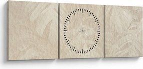 Obraz - Listy v textúre (s hodinami) (90x30 cm)