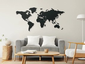 drevko Mapa sveta na stenu Rozmer obrazu: 42 x 86 cm, Farba dekorácie: Čierna