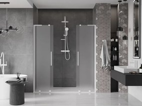 Mexen Velar L Duo, posuvné sprchové dvere do otvoru 200 cm, 8mm sklo námraza, biela matná, 871-200-003-32-20