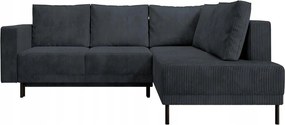 Rohová sedacia súprava Rodriguez (p) (tmavosivá čierna)