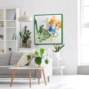 Obraz s ručne maľovanými prvkami 102x102 cm Confidential Green – Malerifabrikken