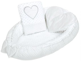 Luxusné hniezdočko s vankúšikom a perinkou New Baby z Minky Srdiečko biele