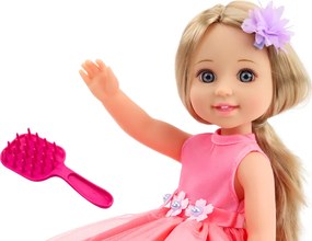 LEAN Toys Bábika Dlhé vlasy Ružové šaty Clip Brush 38cm