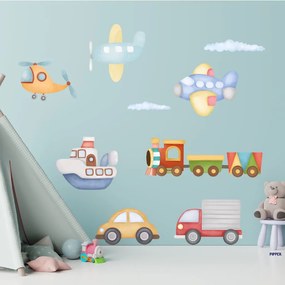 PIPPER. Textilná nálepka na stenu "Dopravné prostriedky"