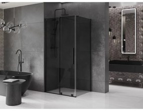 Mexen Velar, sprchový kút s posuvnými dverami 110 x 75 cm, 8mm šedé sklo, čierna matná, 871-110-075-41-70