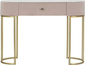 Konzolový stolík Montpellier 100 cm so zásuvkou ružový/zlatý/mramor