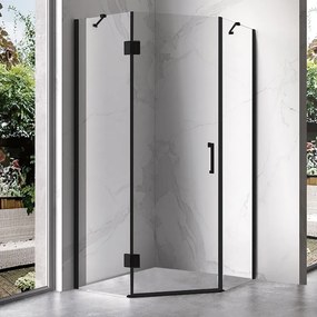 BPS-koupelny Päťuholníkový sprchový kút KZ10B BL 90x90 čierna/transparent - bez vaničky