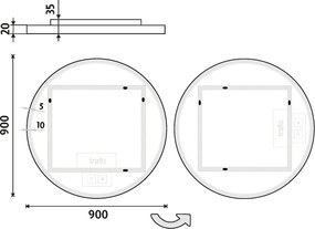Nimco Biele okrúhle LED zrkadlo pr. 900 mm s dvoma dotykovými senzormi - ZPB 28003RVX-05