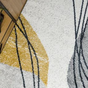 Dywany Łuszczów, Kusový koberec Fusion 5868 white/yellow, 140x190, šedá, kancelária